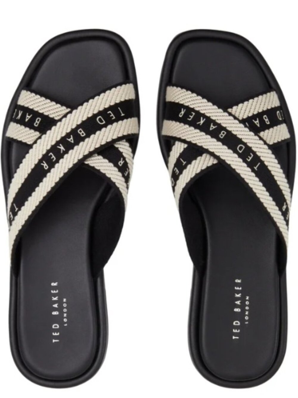 Ted Baker Ashly Women's Size 10 Black Logo Webbing Slide Sandals